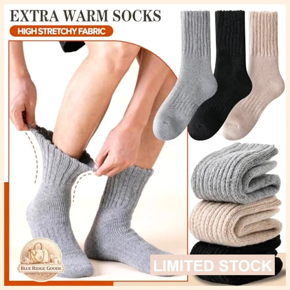 Merino Wool Thermal Boot Socks Thick Cozy Hiking Winter Unisex 3 Pairs
